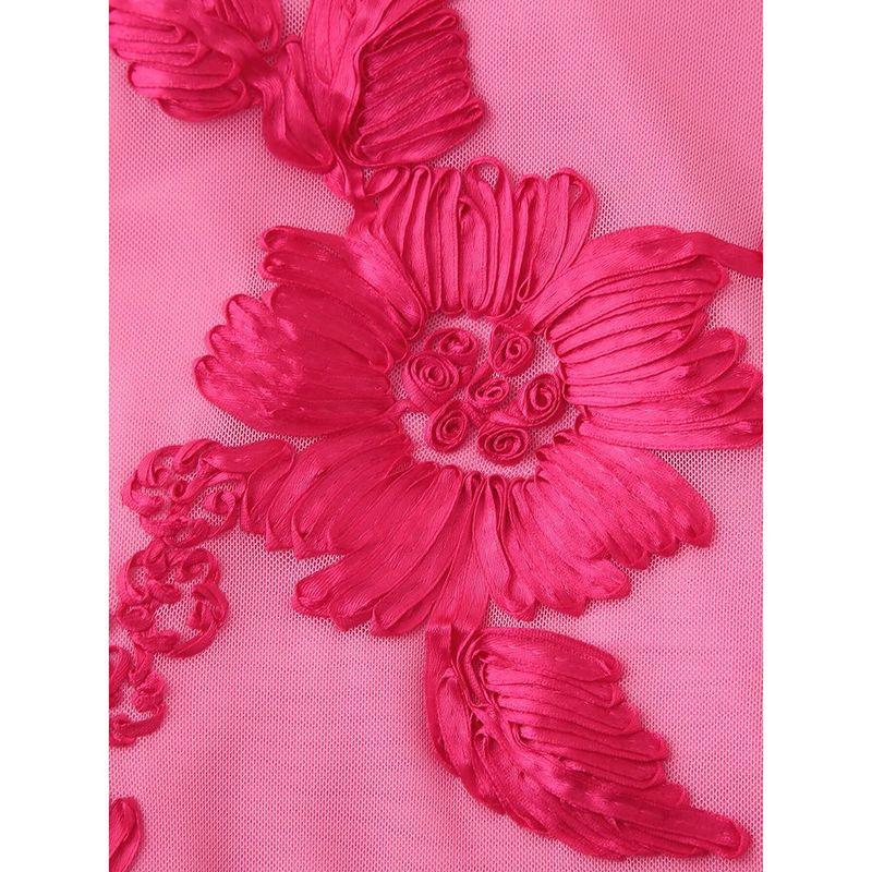 Kaslead New Arrival Women's Clothing Fashion Style Fashion Simple and Thin Three-Dimensional Plate Flower Camisole Dress