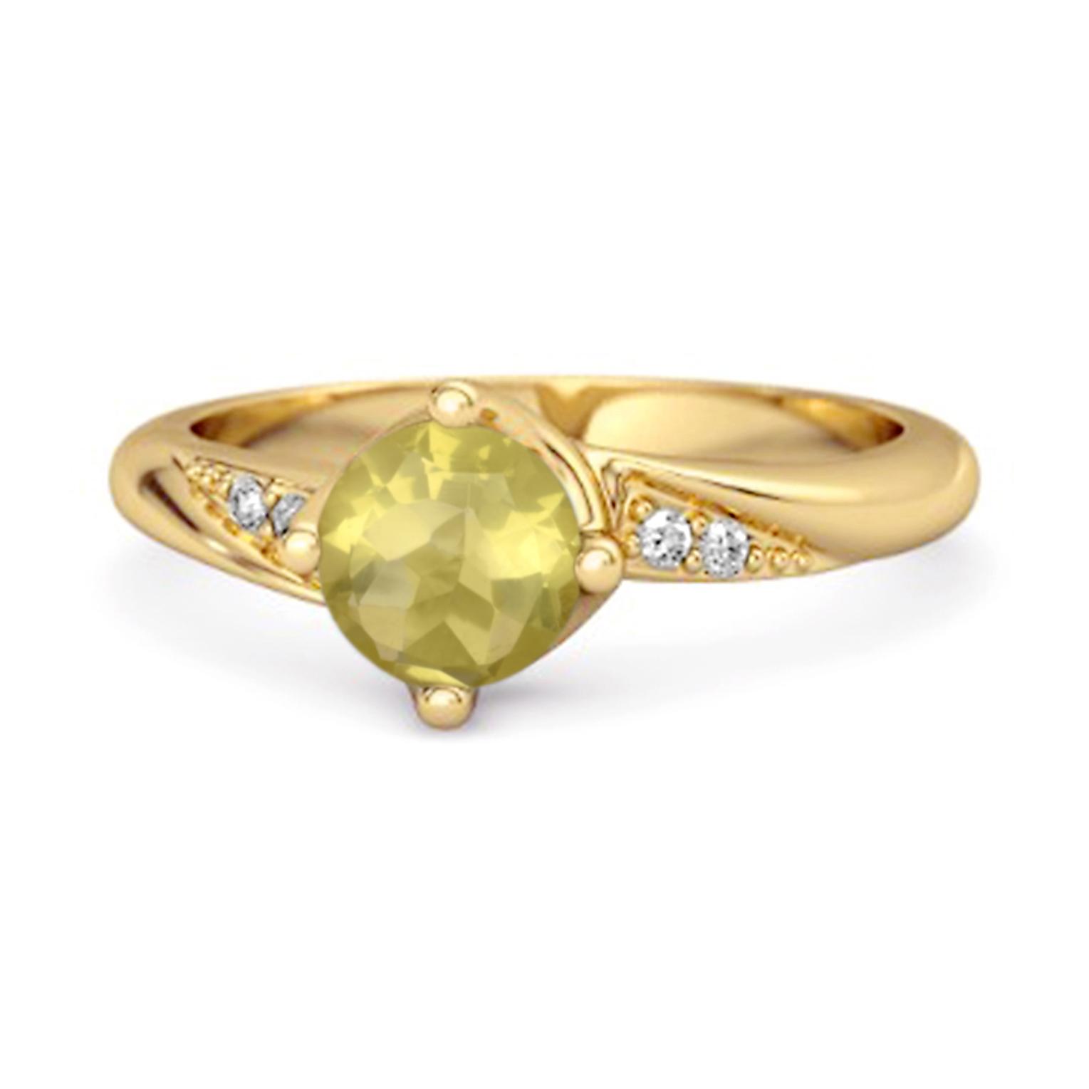 

Lemon Qaurtz Classic Solitaire with Accent CZ Ring - 925 Sterling Silver Gold Vermeil 9.5 золотий/жовтий