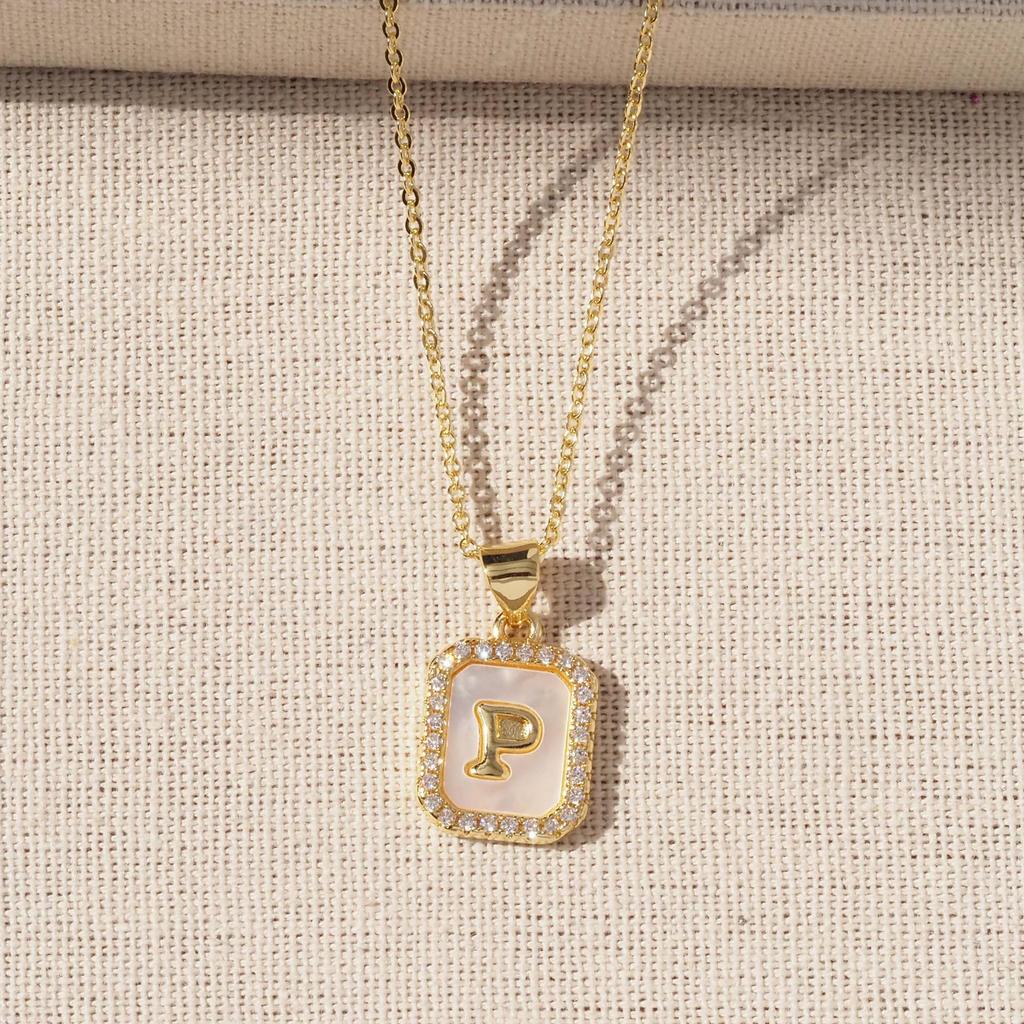 Gold-Plated Copper Shell 26 English Letters Pendant Necklace for Women - Niche Fashion Jewelry