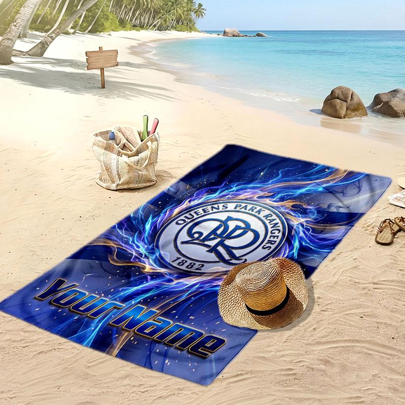 Queens Park Rangers FC Personalisiertes Bedrucktes Strandtuch Fußballlogo Unterstützung Benutzerdefinierter Name Text Saugfähiges Handtuch für Sport Reisen Besonderes Geschenk