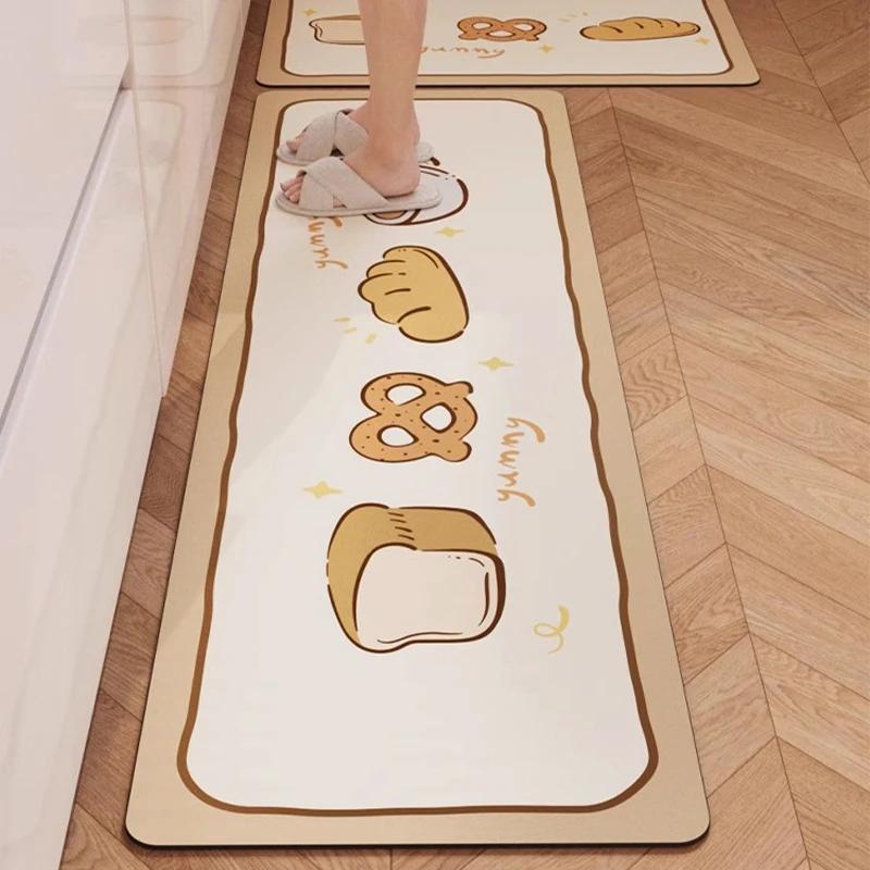 Cartoon Kitchen Floor Mat Water Absorbent Runner Rug Printed Bathroom Entrance Door Mat Non-slip Kitchen Long Carpet Tapis