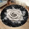 Pastel Marble Pink Lotus Circular Area Rug  Floral Art Print Anti Slip Round Doormat Zen Style Living Room Chair Mat