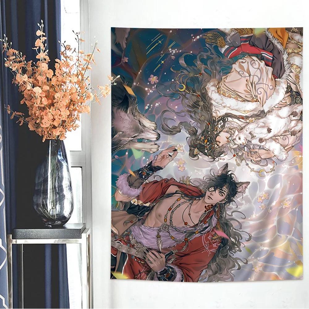 Heaven Officials Blessing Cartoon Tapestry Art Science Fiction Room Home Decor Wall Hanging Home Decor