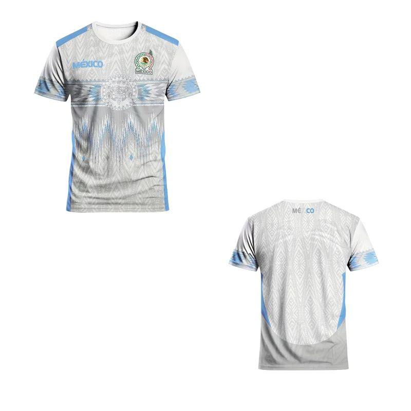 

Mexican men s football jersey & Aztec round neck comfortable sports top & with Aztec and Mayan civilization prints & suitable fo S