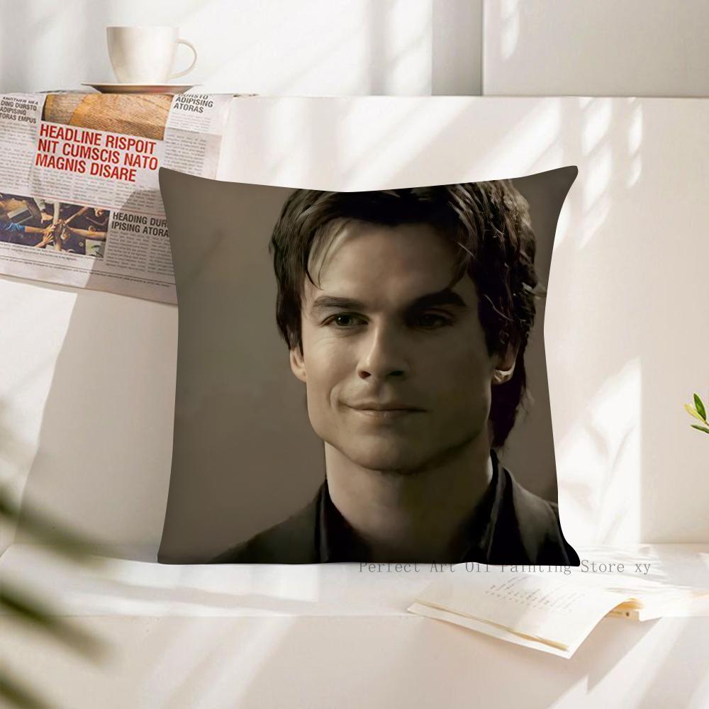 Schauspieler Damon Salvatore Kissenbezug Quadratisches Kissenbezug Schlafzimmer Sofa Zimmer Dekoration Lässiger Kissenbezug