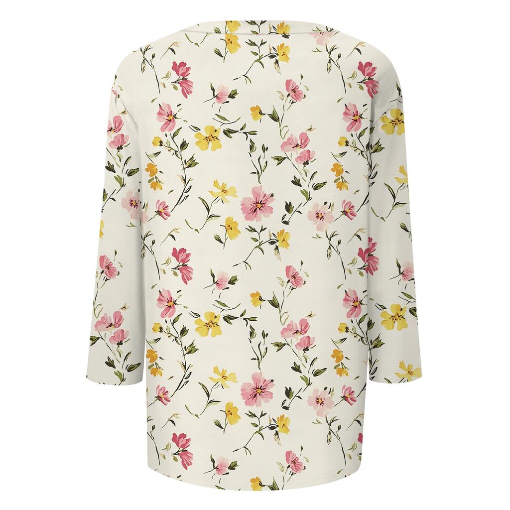 3/4 Sleeve Shirts For Women Cute Print Graphic Tees Blouses Casual Plus Size Basic Tops Pullover