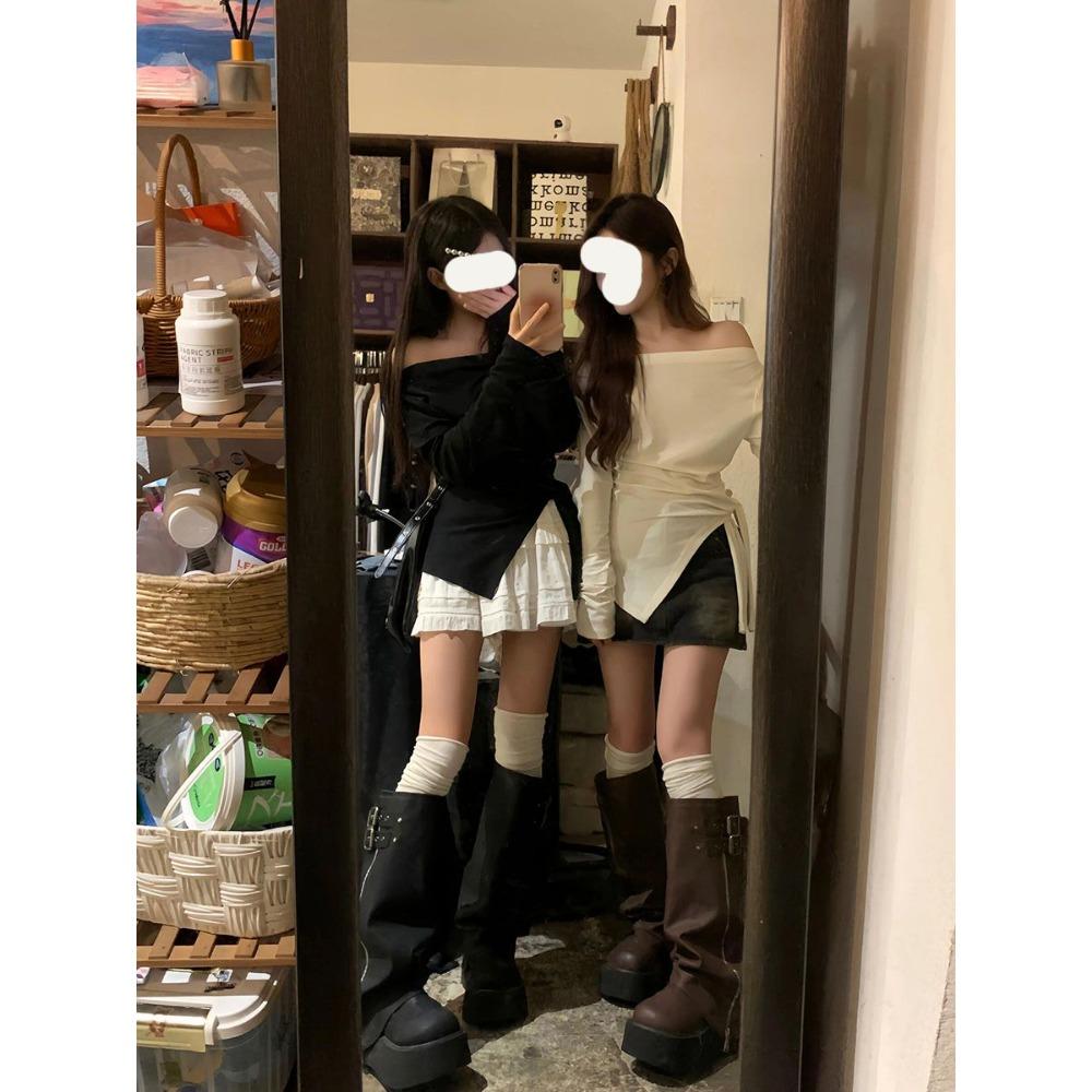 Taillenbetontes Ein-Schulter-Top für Damen im Frühling und Herbst Neues Nischen-Innen-Unterhemd-Top