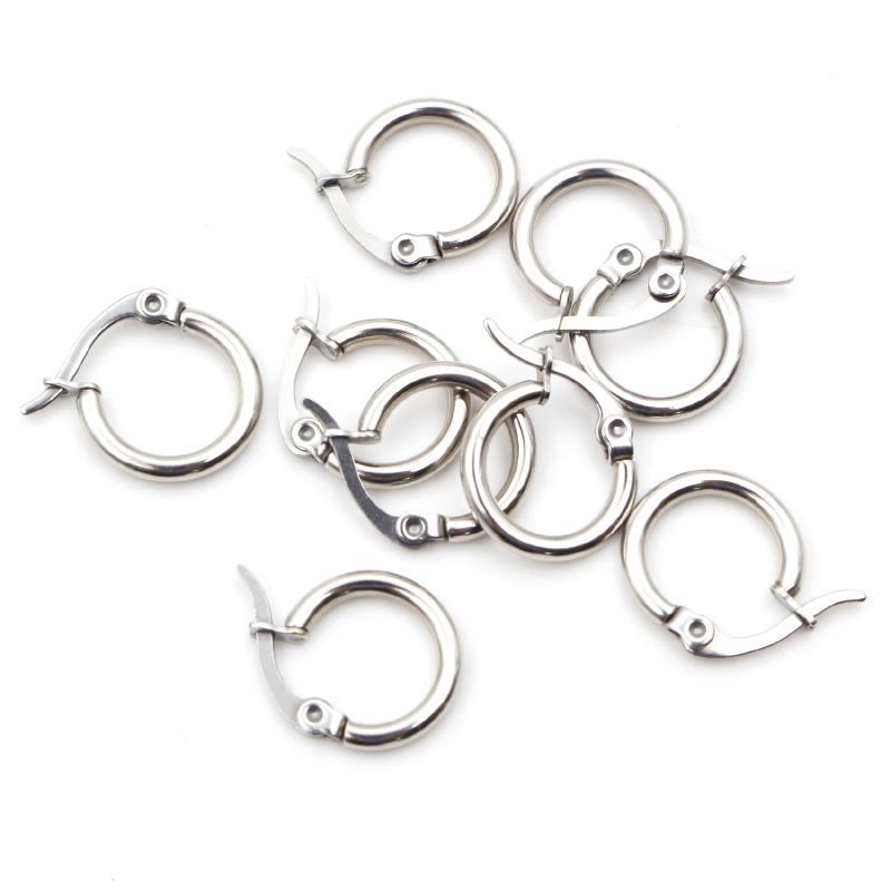 10pcs Stainless Steel Earring Hoops 15-55mm Round Open Earrings Clips Circle Diy Jewelry Making Findings Accessories
