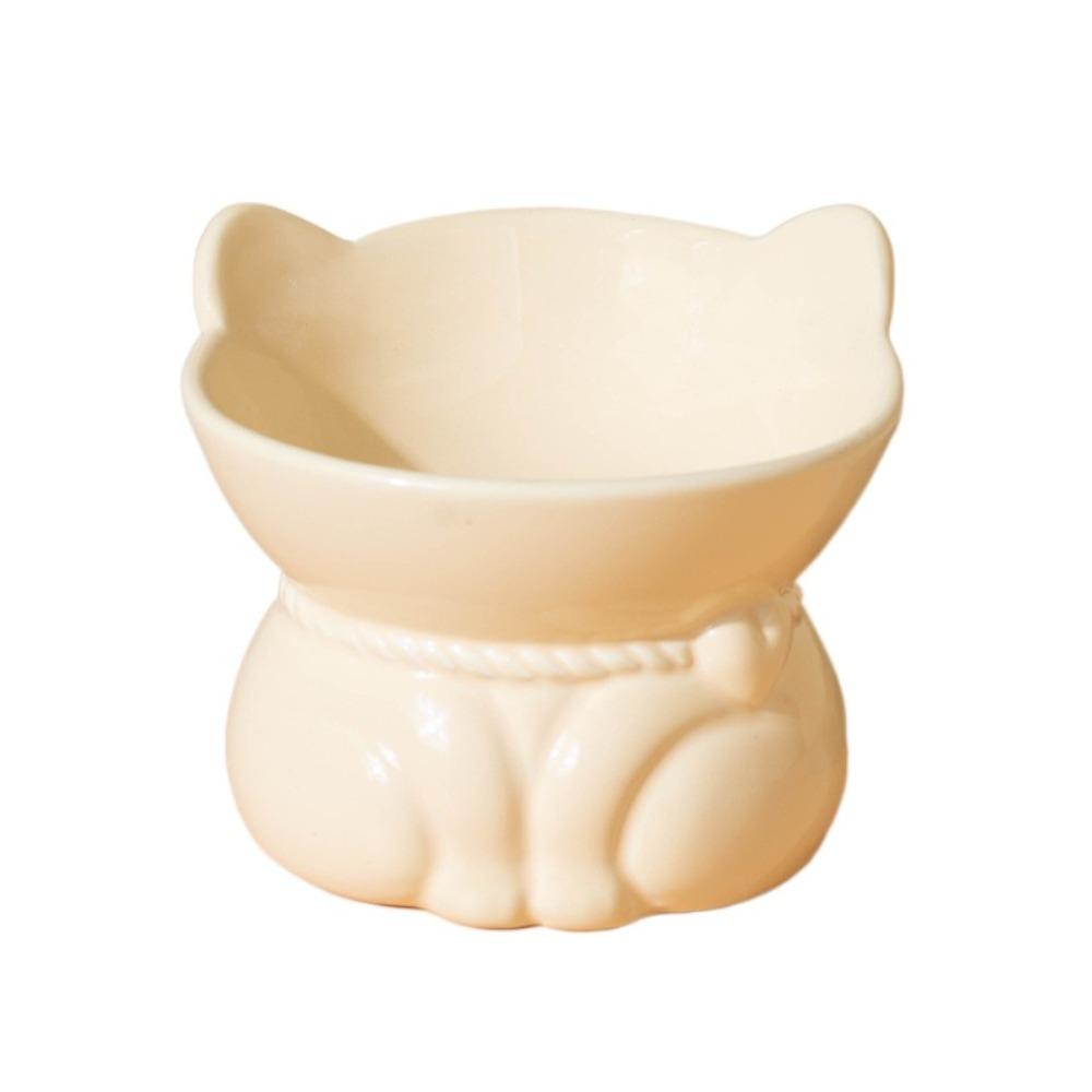 

Миска для кошек из милой керамики, наклонная, миска для кормления собак, поилка для домашних животных, котенок, щенок бежевый