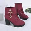 Trend Women Casual Outdoor High Heel Ankle Boots Autumn Winter Woman 2025 New Fashion Comfortable Short Boots Shoes for Women