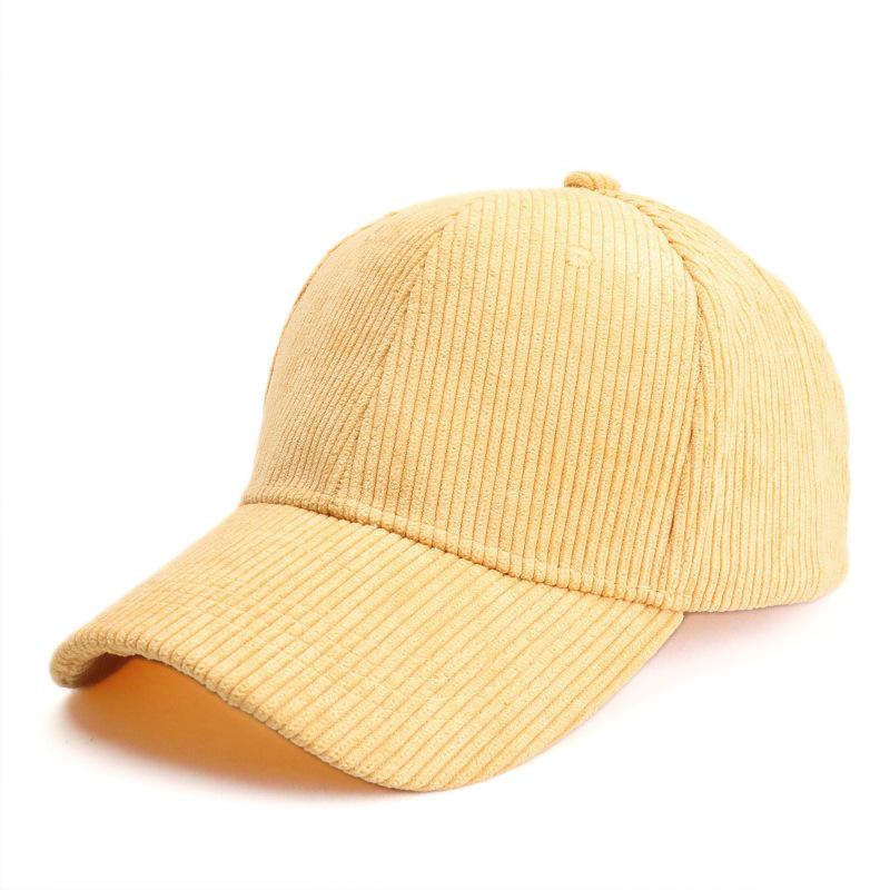 Șapcă de baseball unisex versatilă în stil coreean din catifea corduroy - Modă toamnă/iarnă, vârf dur solid cu cozoroc scurt, casual cu cozoroc curbat