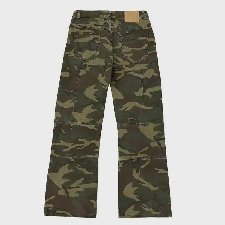 2023 High Waist Retro Military Green Camouflage Wide-Leg Jeans