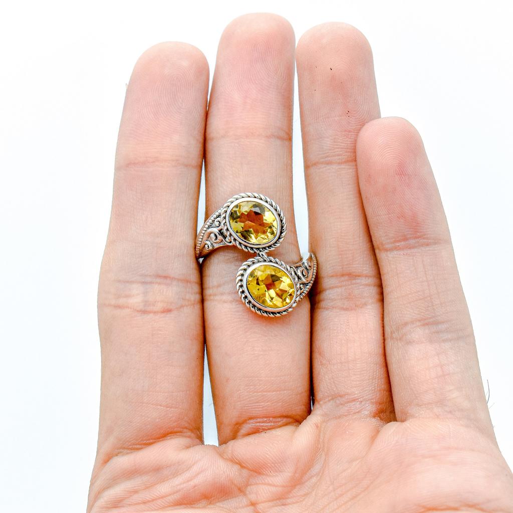 Citrine Ring: 925 Sterling Silver, Unique Gemstone Shape