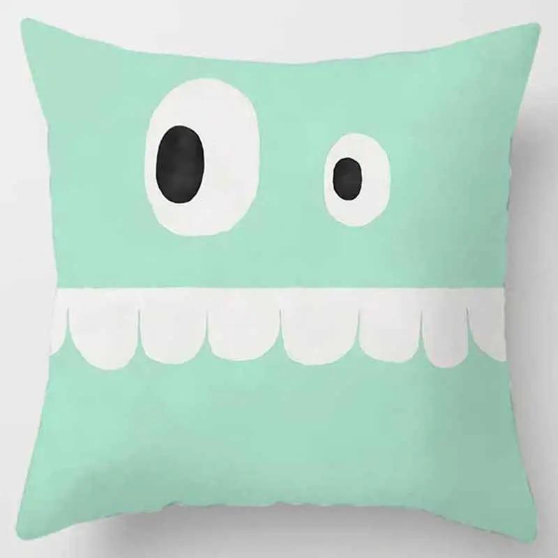 Față amuzantă drăguță imprimată față de pernă decorațiune casă living canapea husă pernă dormitor decorațiune cameră copii cadou