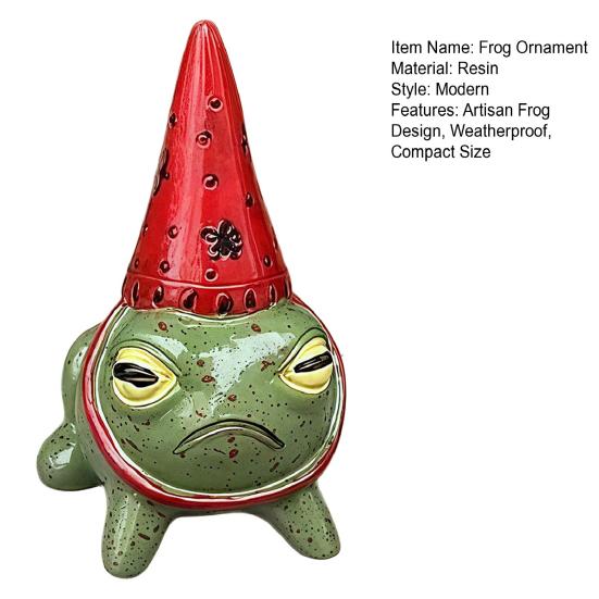 Huaqianguhh Miniature Frog Figurine, Little Statue with A Party Hat, Decorative Resin Ornament for Outdoor Garden Courtyard
