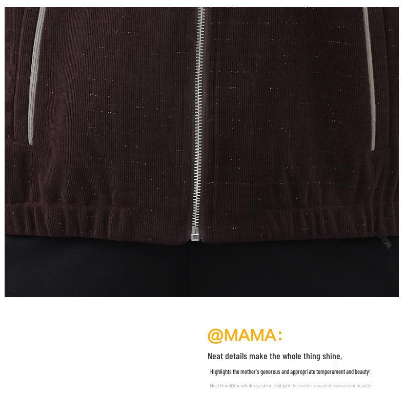 2025 Stylish Hooded Windbreaker for Mothers: Loose-Fit, Plus-Size Autumn Coat with Prints for Middle-Aged & Elderly Women