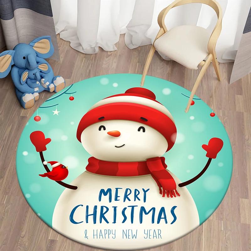 Christmas Decoration Kawaii Printed Round Carpet Home Bedroom Children's Living Room Floor Mat   Anti Slip