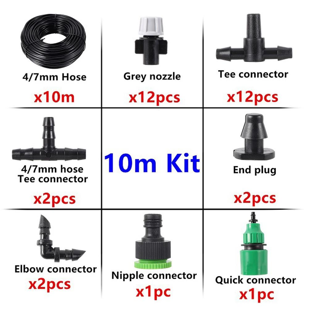 200FT Greenhouse Micro Drip Irrigation Kit with 1/2 Inch Hose 1/4 Inch Distribution Tubing Patio Misting Plant Watering System