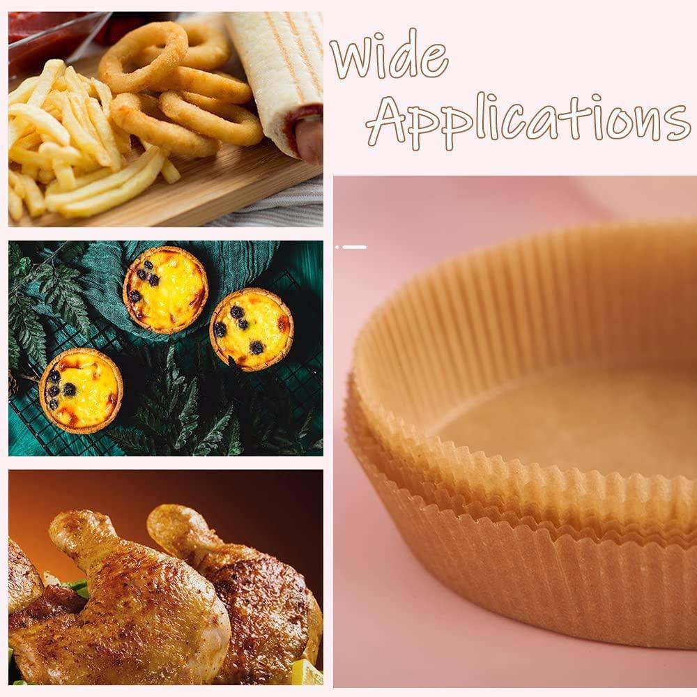 Air Fryer Paper Non-Stick Disposable 6.3 Inch Unperforated Parchment Paper Bamboo Steamer Liners Steaming Basket