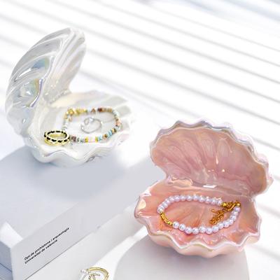 Ceramic Ceramic Jewelry Storage Box Shell Shape Necklace Pendant Tray Mini Jewelry Organizer For Party Valentines Day Home Decor