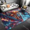 1PC Cyberpunk Neon Steam Locomotive Racing Through Tunnel Carpet for Living Room Bedroom Sofa Home Decor Rus Non-slip Floor Mat
