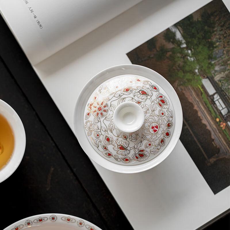 TLAKEHO Tang Dynasty White Porcelain Gaiwan Tea Set