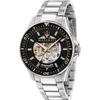 Sfida Black Silver Metal Strap Gents Mechanical Automatic Skeleton Watch R8823140002