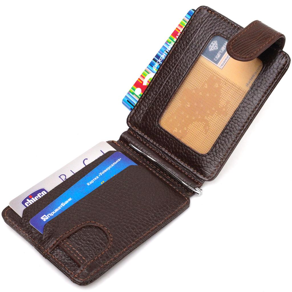 Textured Money Clip Made of Genuine Leather with Embossing CANPELLINI 21940 Brown