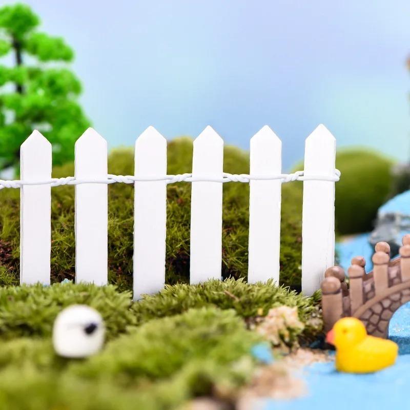 Mini Wooden Picket Fence Multicolor Micro Landscape Decor Fairy Garden & Dollhouse DIY Barrier Miniature Garden Accessory