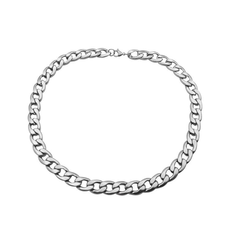 

Новое кубинское хип-хоп ожерелье из титановой стали: Модное унисекс-панк-стиль, толстое цепочное ожерелье-свитер из нержавеющей стали.