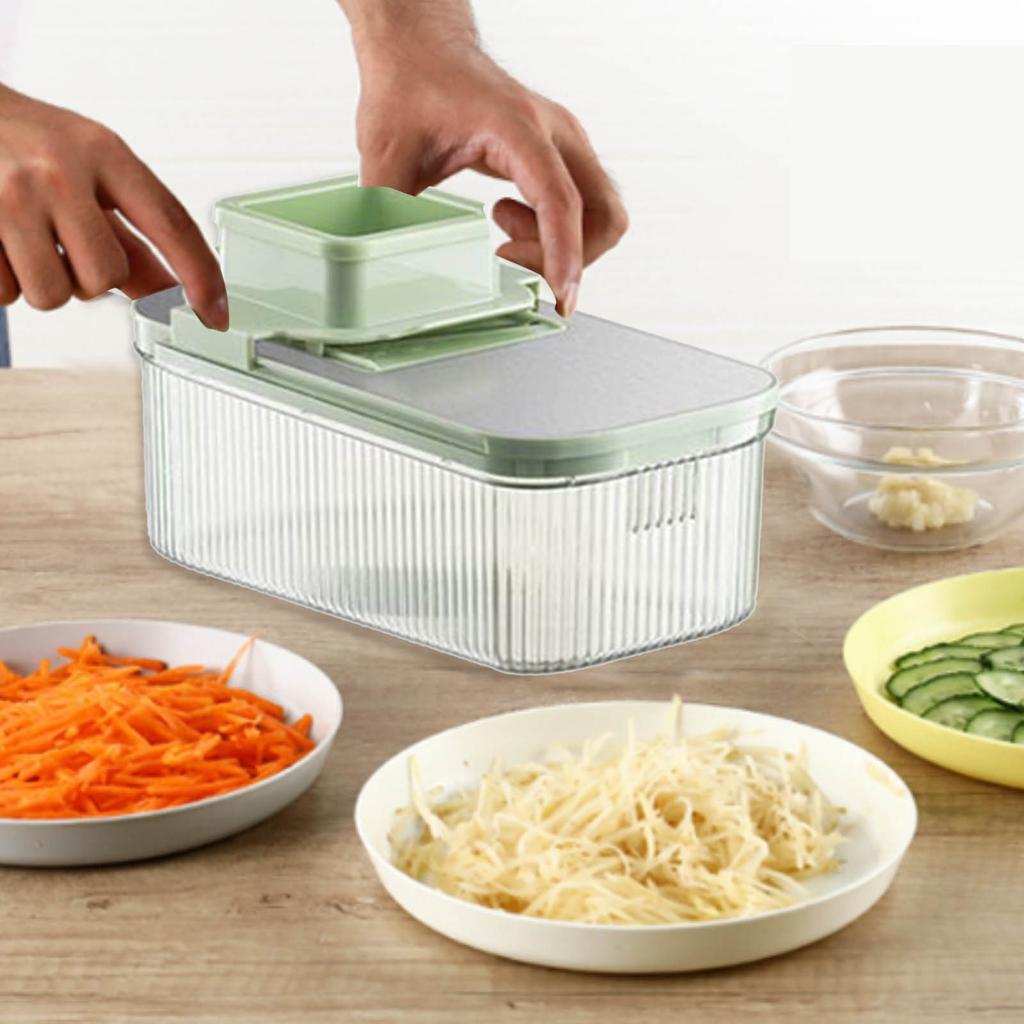 Green Multifunctional Vegetable Slicer Cutter Shredders Slicer with Basket Fruit Potato Chopper Carrot Grater Kitchen Tools