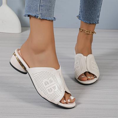 Mulheres chinelos vestido de salto médio sapatos sandálias respiráveis verão flip flops sapatos moda casual bombas andando femme slides