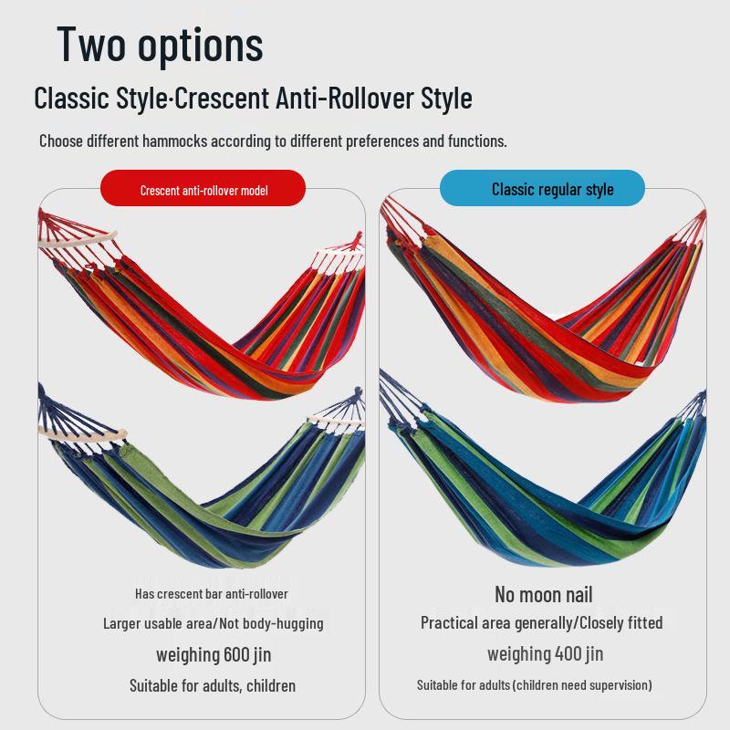 Rainbow Canvas Strap Curved Bar Hammock - Indoor & Outdoor Leisure Swing for Single & Double Use