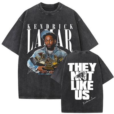 T-shirt Vintage Lavata Limitata Rapper Kendrick Lamar DAMN Stampa Double Sided Uomo Donna Hip Hop Moda Street T-shirt Oversize