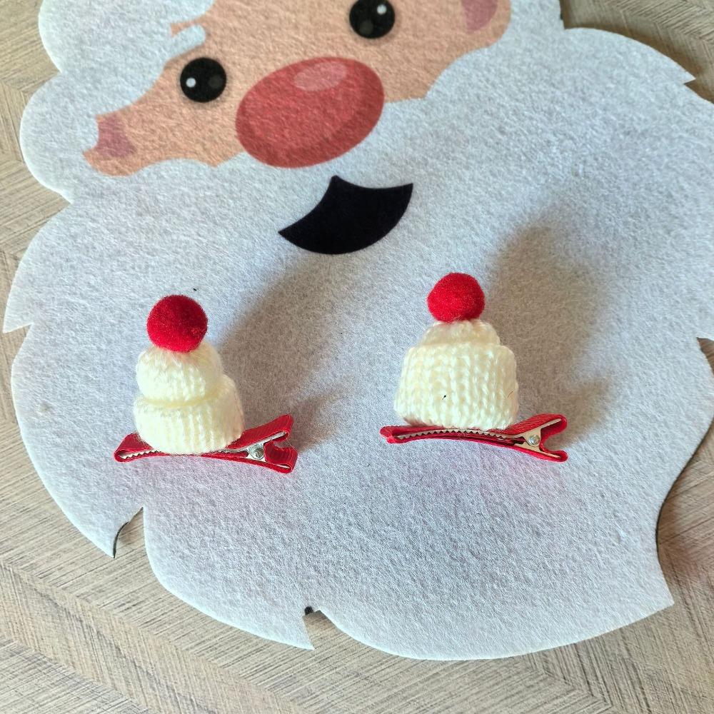 10pcs Hair Accessories Knitted Christmas Hat Clip Headwear Little Christmas Hat Hairpin