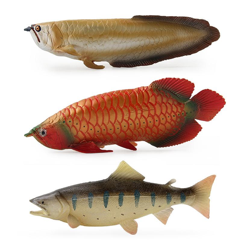 Solid Static Simulation Marine Animal Model Plastic Ornament Golden Arowana Silver Arowana Children'S Toy Figure