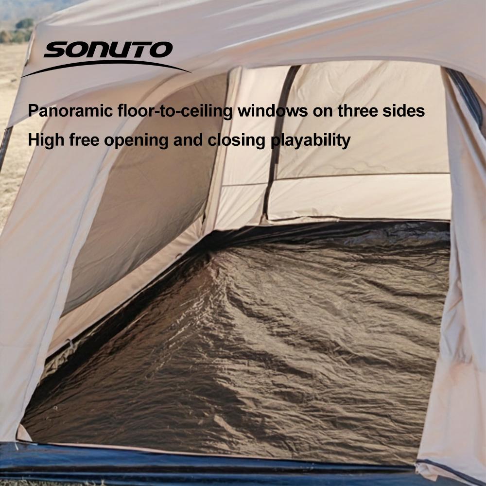 Sonuto Tent Outdoor Camping Overnight Two-bedroom Portable Thickened Field Awning Camping Equipment Family Gathering