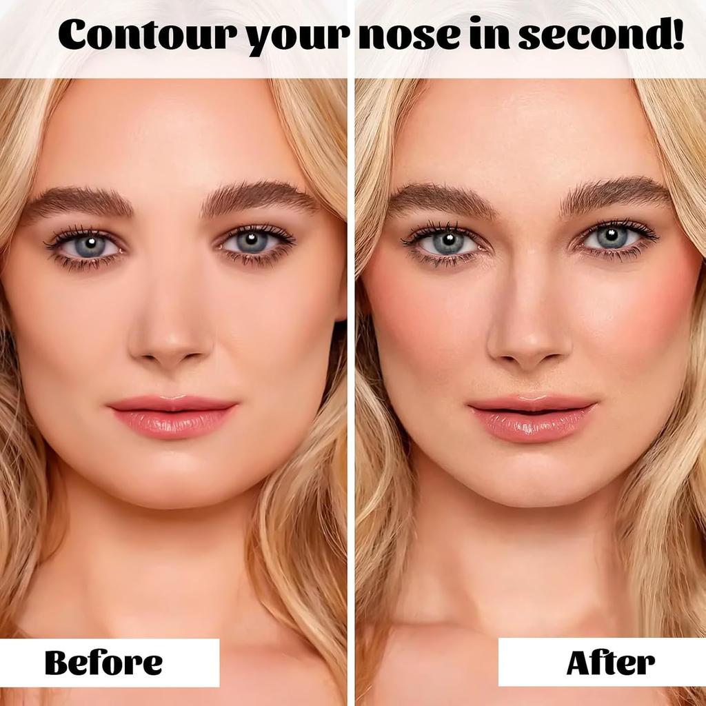 3PCS Nose Contour Brush 3-in-1 U-Shaped Contour Brushes for Makeup Double Eyeshadow Blush Brush for Sculpting and Defining Nose Contour