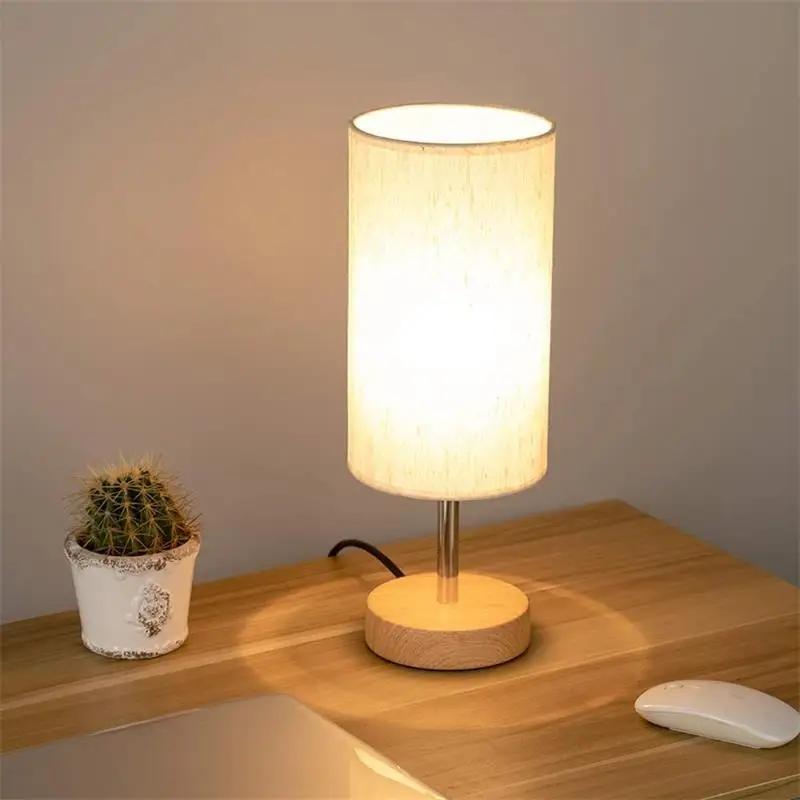 Tischlampe Schlafzimmer Nachttisch Einfache und kreative Touch-Dimmung Holzmaserung Farbe USB-Ladeanschluss Led Kleine Tischlampe