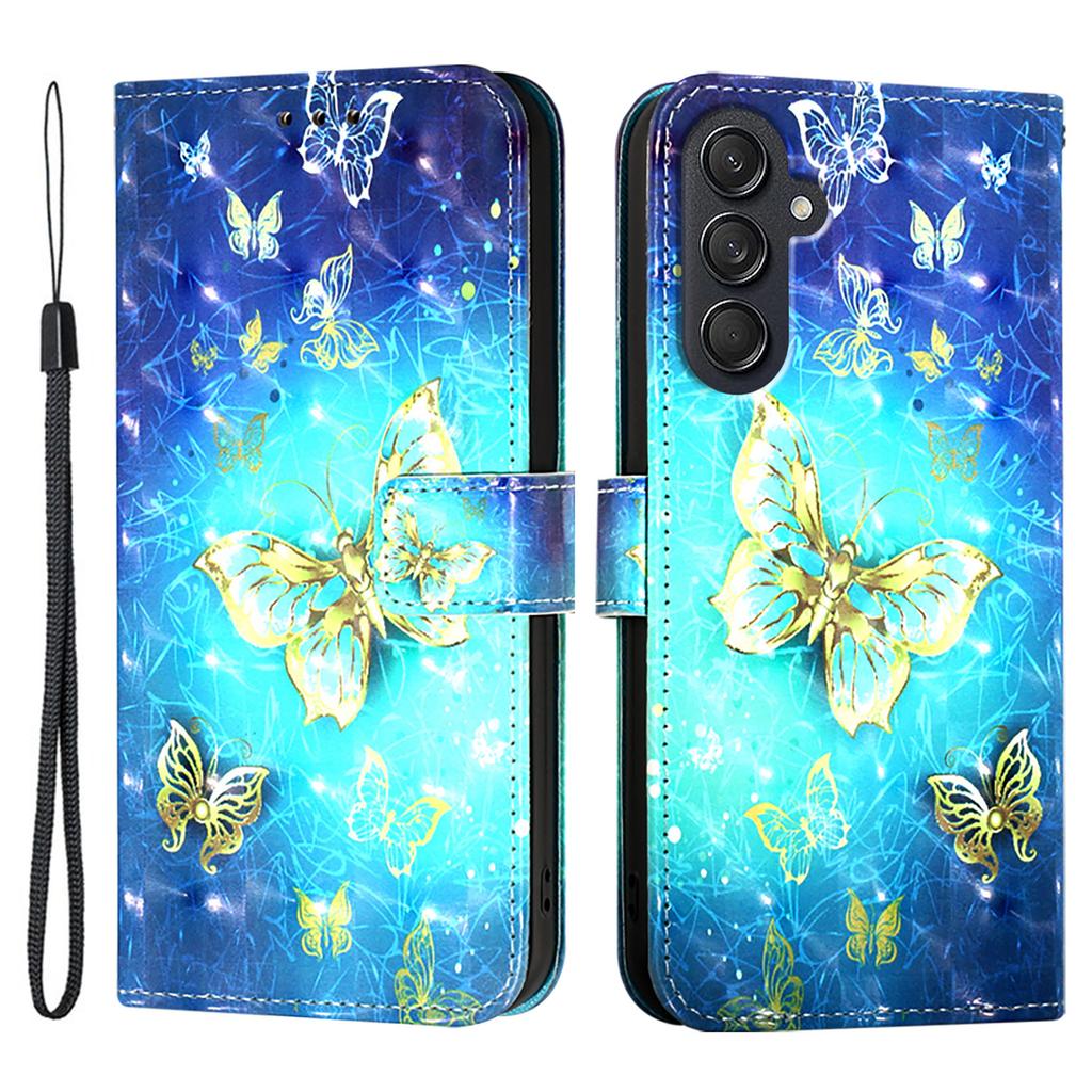 For Samsung Galaxy M55 5G/C55 5G/F55 5G Leather Case Pattern Printing Wallet Stand Mobile Cover with Strap