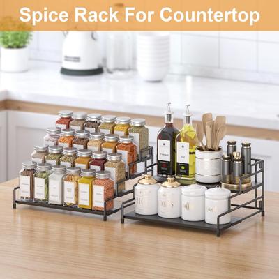 4 Tier Spice Rack Countertop Kitchen Countertop Space-Saving for Cabinet Herb Jars Storage Holder Wall Mounted Tierd Seasoning