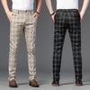 Pantalon décontracté à carreaux slim fit élastique pour homme - Pantalon droit tendance pour l'automne