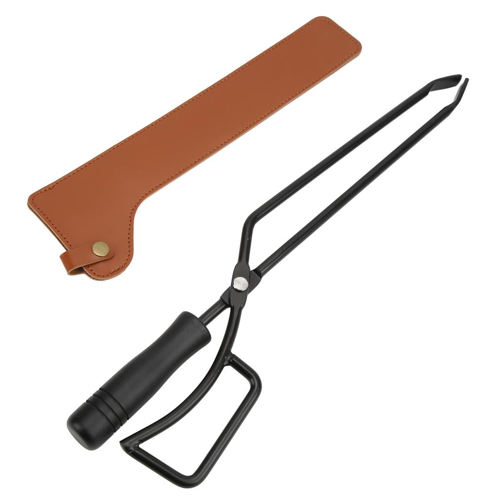 Fireplace Tongs Fire Pit Charcoal Clip Stainless Steel Grill Tongs with Protective SleeveCurry Color