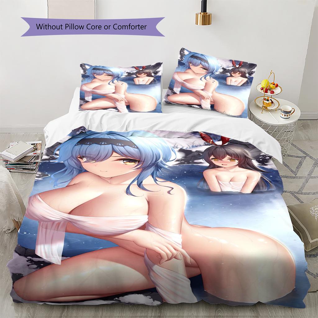 Anime Pattern Bedding Quilt Set Quilt Cover Pillowcase Home Decoration Birthday Gift (1 * Duvet Cover + 2 * Pillowcase, Without Core)