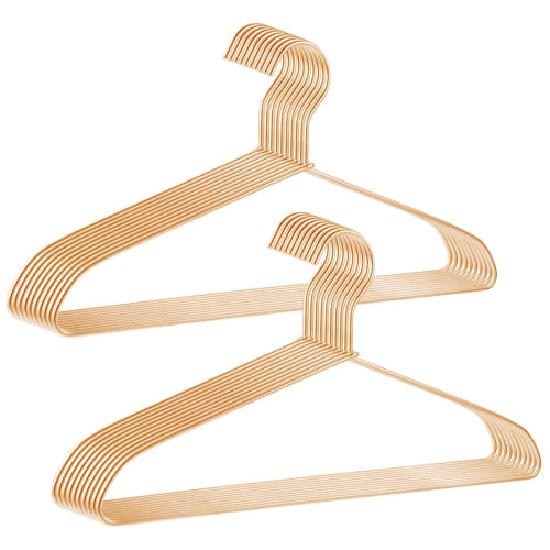 EECCKAYI Aluminum Clothes Hangers, Matte Gold, Elegant and Simple Design, Space-Saving, Rust-Resistant, Ultra-Lightweight, Durable, Unisex, 20-Piece S