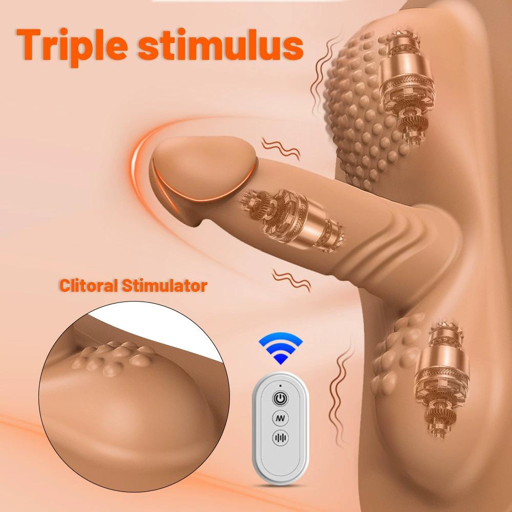 Vibrator Dildo Montabil cu 10 Moduri de Vibrație, Telecomandat Wireless, Stimulator Clitoral Anal G-spot Jucărie Sexuală pentru Adulți pentru Femei