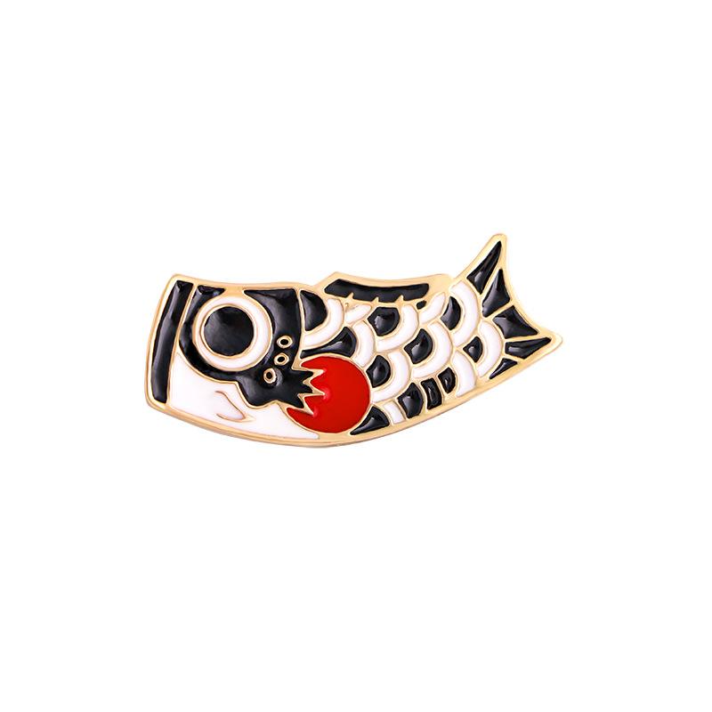 

Cartoon creative animal alloy jewelry brooch spike needle cute red carp black carp paint pin badge