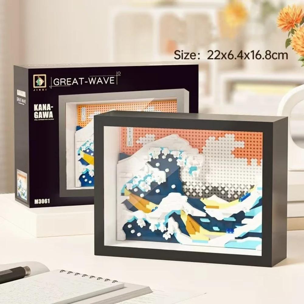 Hot-selling World-famous Painting Assembly Building Blocks Creative Pixel Oil Painting Frame Sunflower Building Block Decoration