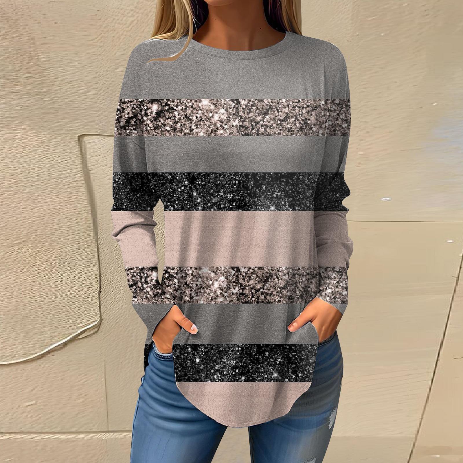 

Жіночі пуловери Футболки Осінь Повсякденні сорочки з довгими рукавами Світшоти Топ з геометричним принтом 6XL