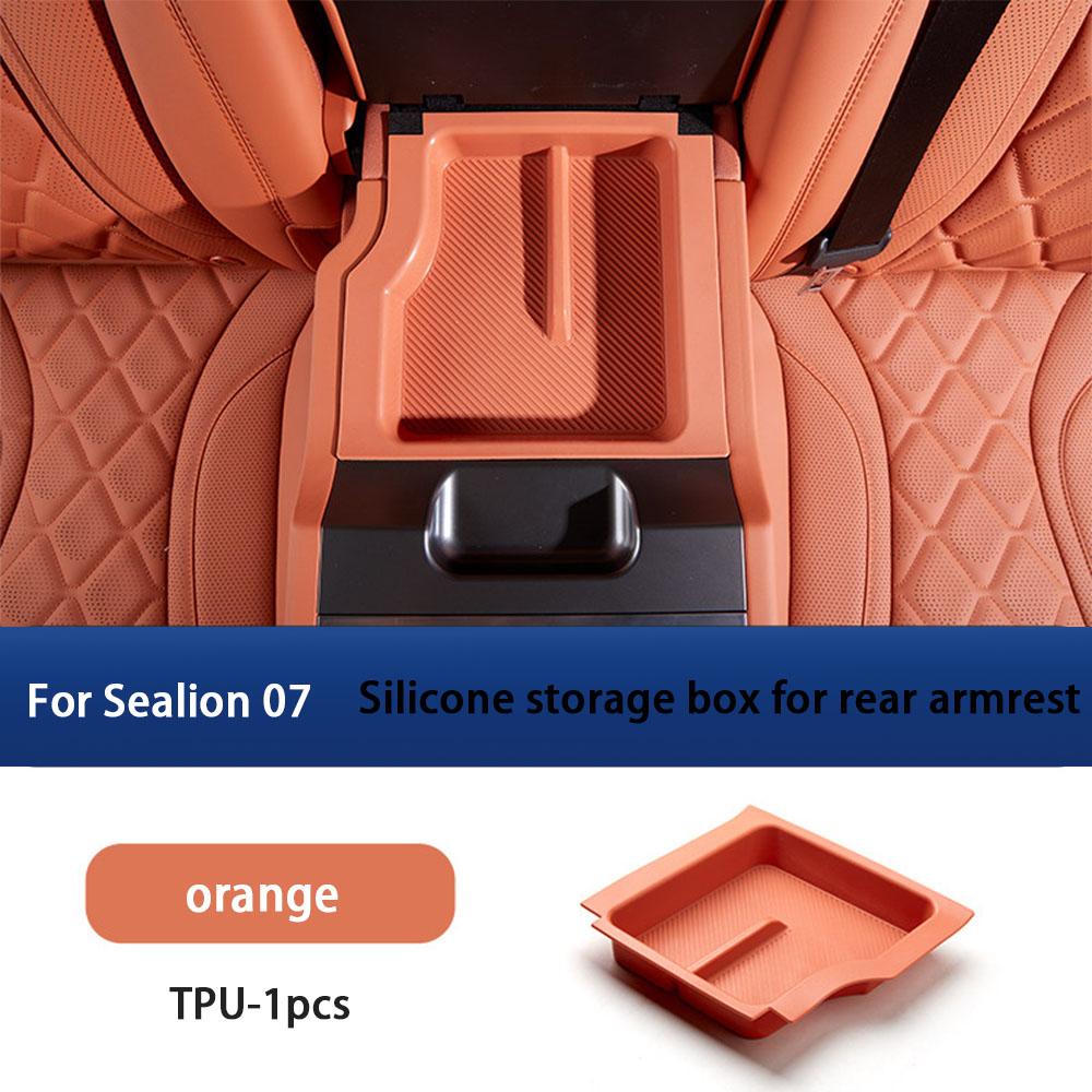For BYD Sealion 07 EV Rear Seat Armrests TPU Silicone Storage Boxes Storage Mats Interior Decoration Products Car Accessories